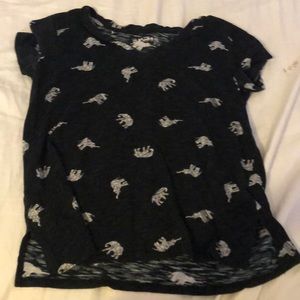 Black shirt with white elephants!